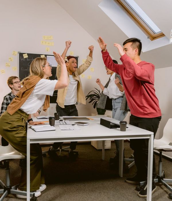 Successful business team celebrating